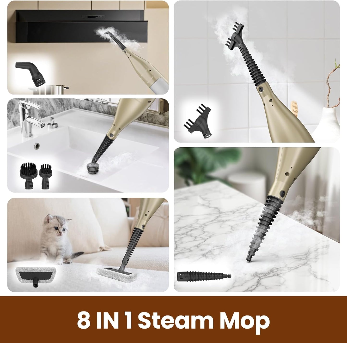 INSE VM6 Scrubbing Steam Mop with Rotating Mop Pads for Hard Floor Tile