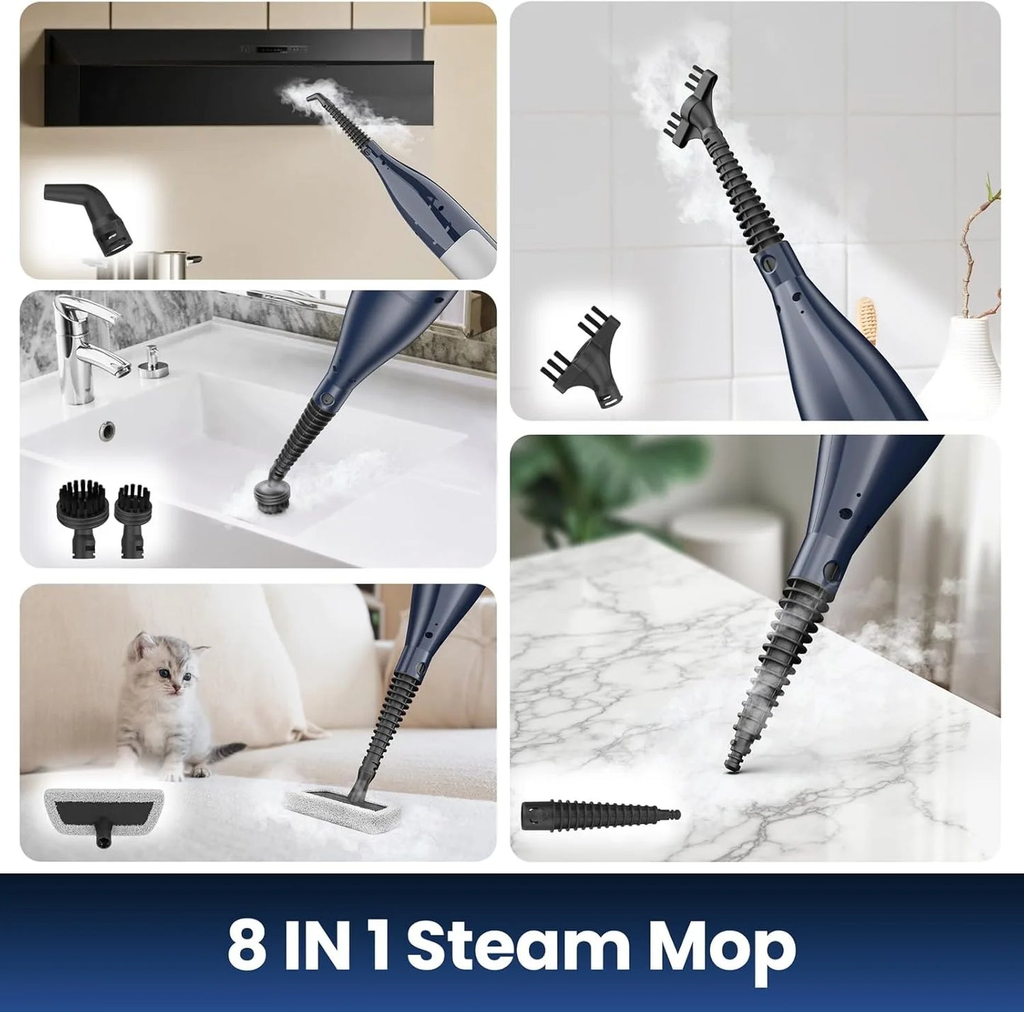 INSE VM6 Scrubbing Steam Mop with Rotating Mop Pads for Hard Floor Tile