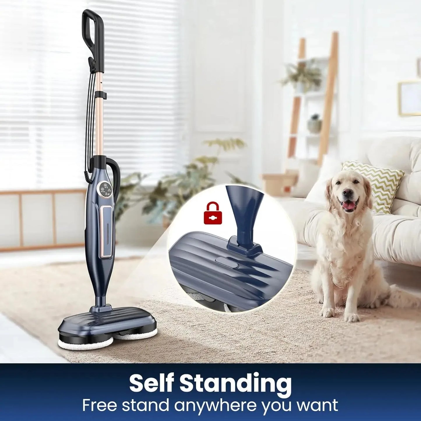 INSE VM6 Scrubbing Steam Mop with Rotating Mop Pads for Hard Floor Tile