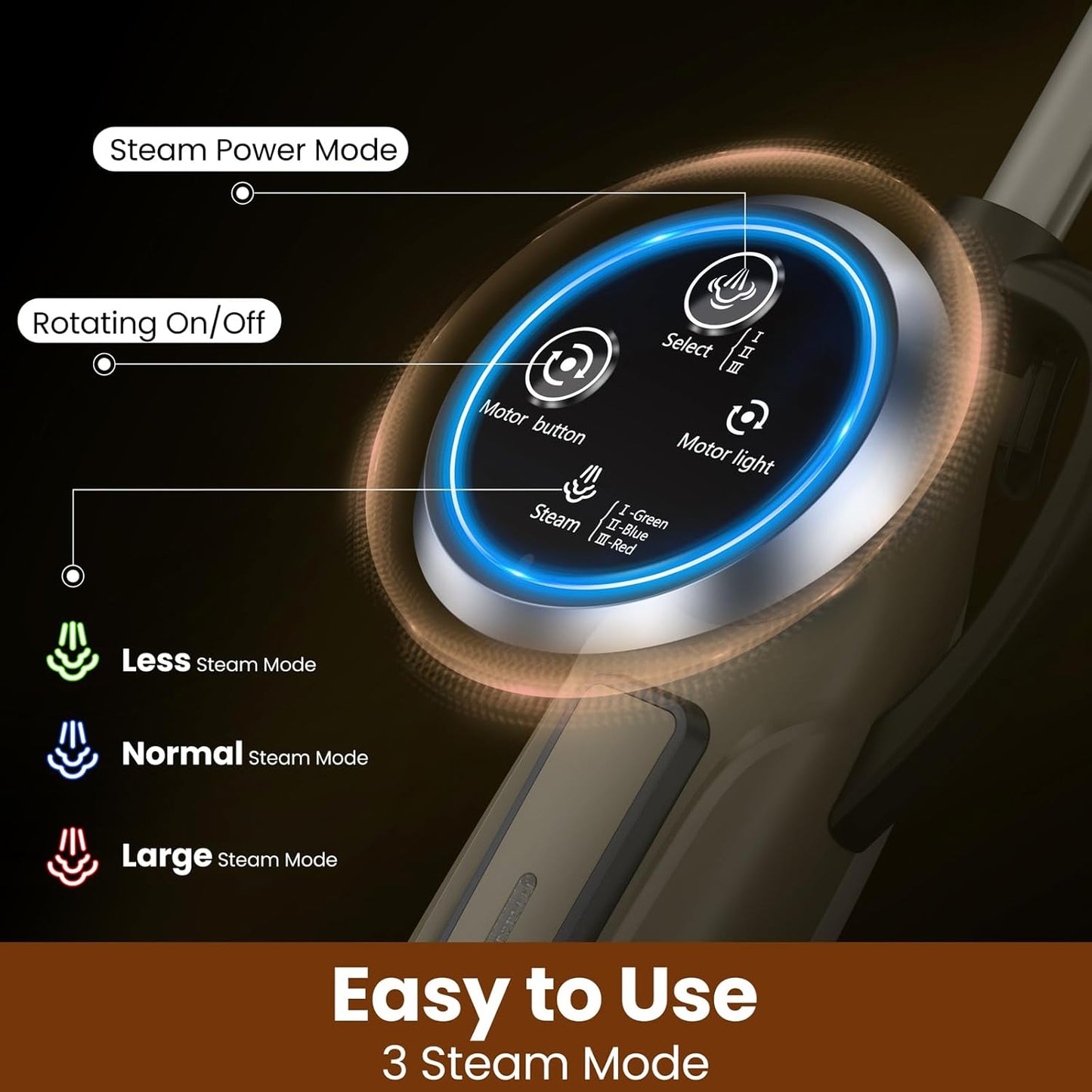INSE VM6 Scrubbing Steam Mop with Rotating Mop Pads for Hard Floor Tile
