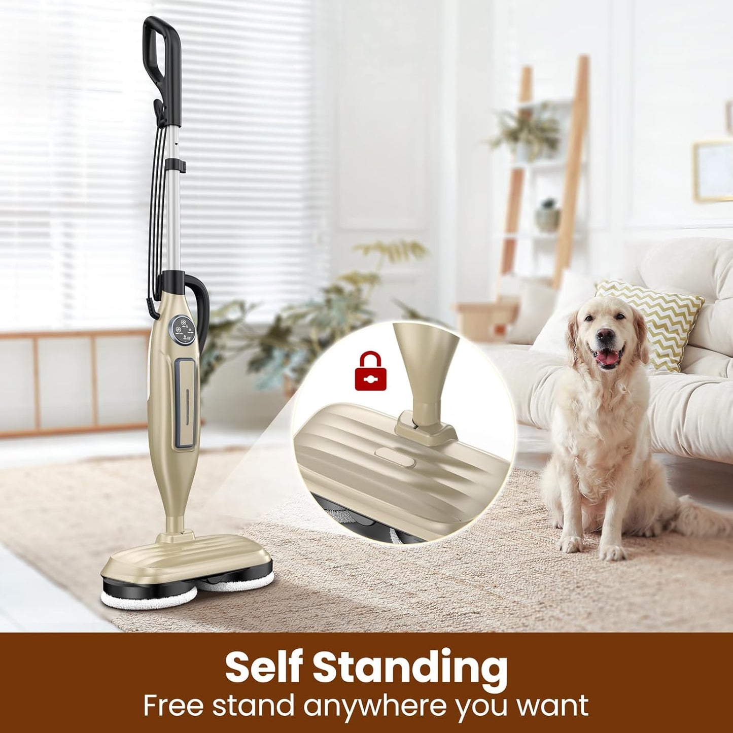 INSE VM6 Scrubbing Steam Mop with Rotating Mop Pads for Hard Floor Tile