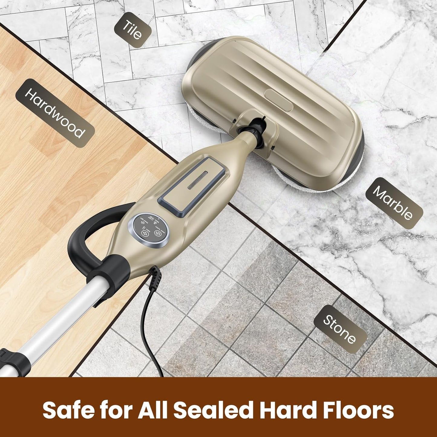 INSE VM6 Scrubbing Steam Mop with Rotating Mop Pads for Hard Floor Tile