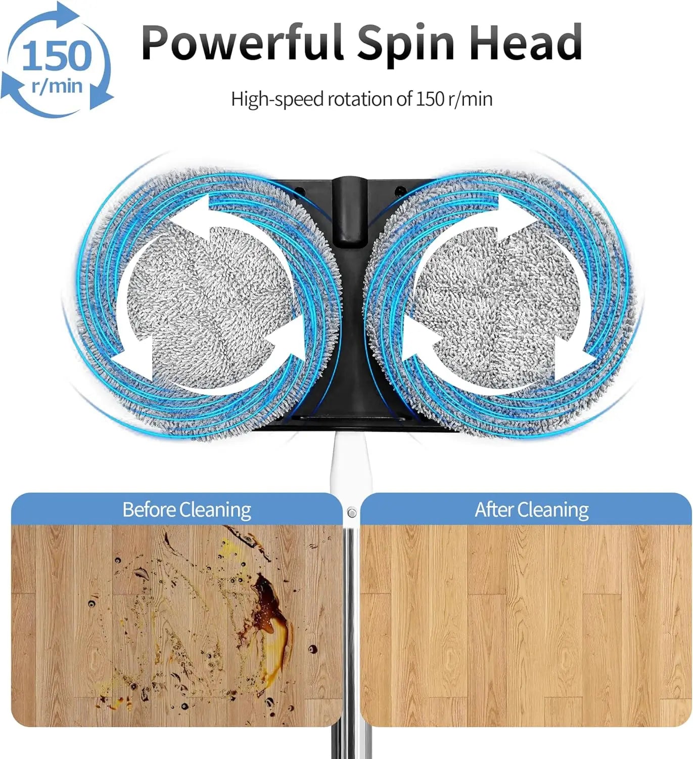 Cordless Electric Spin Mop for Floor & Window Cleaning, Lightweight and Rechargeable