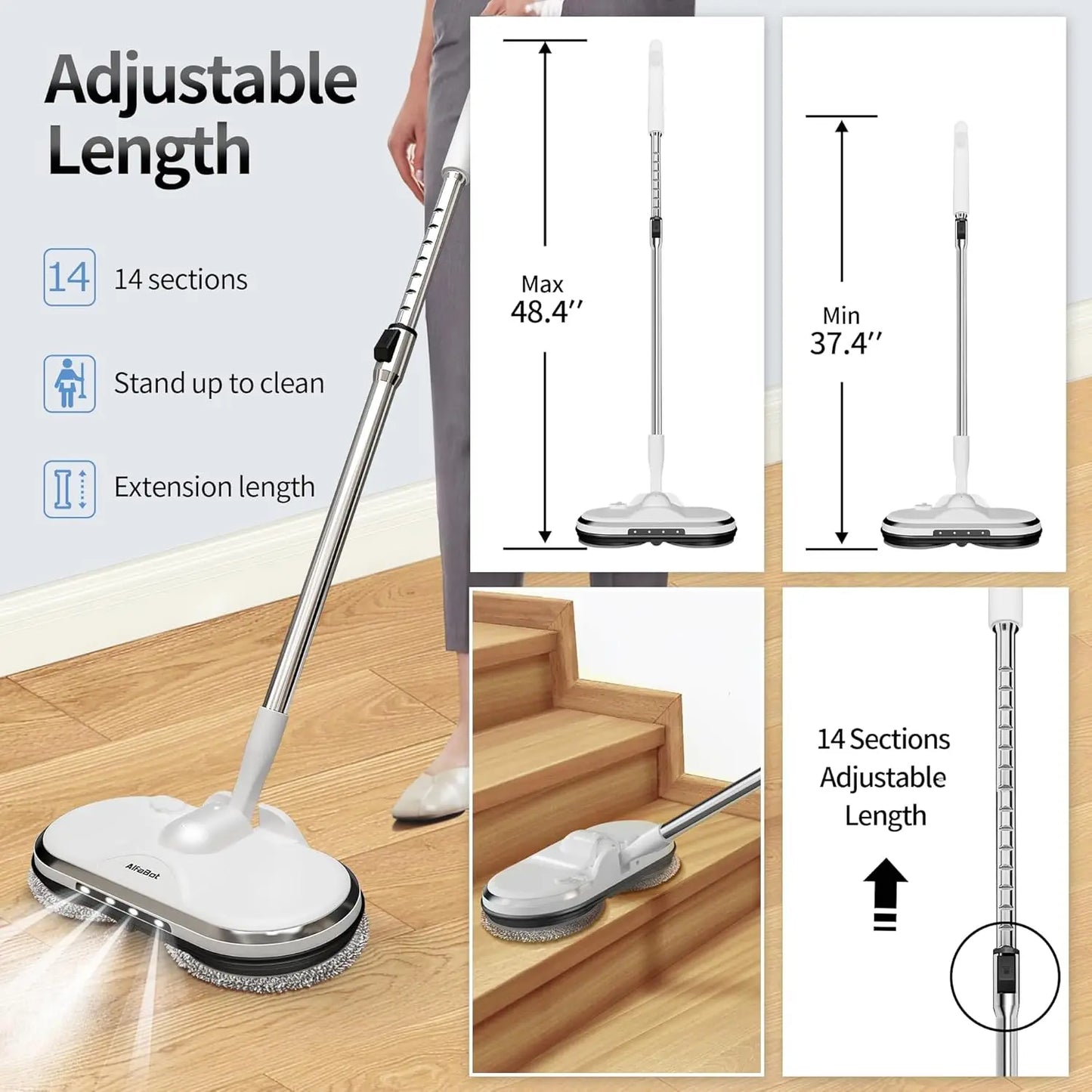 Cordless Electric Spin Mop for Floor & Window Cleaning, Lightweight and Rechargeable