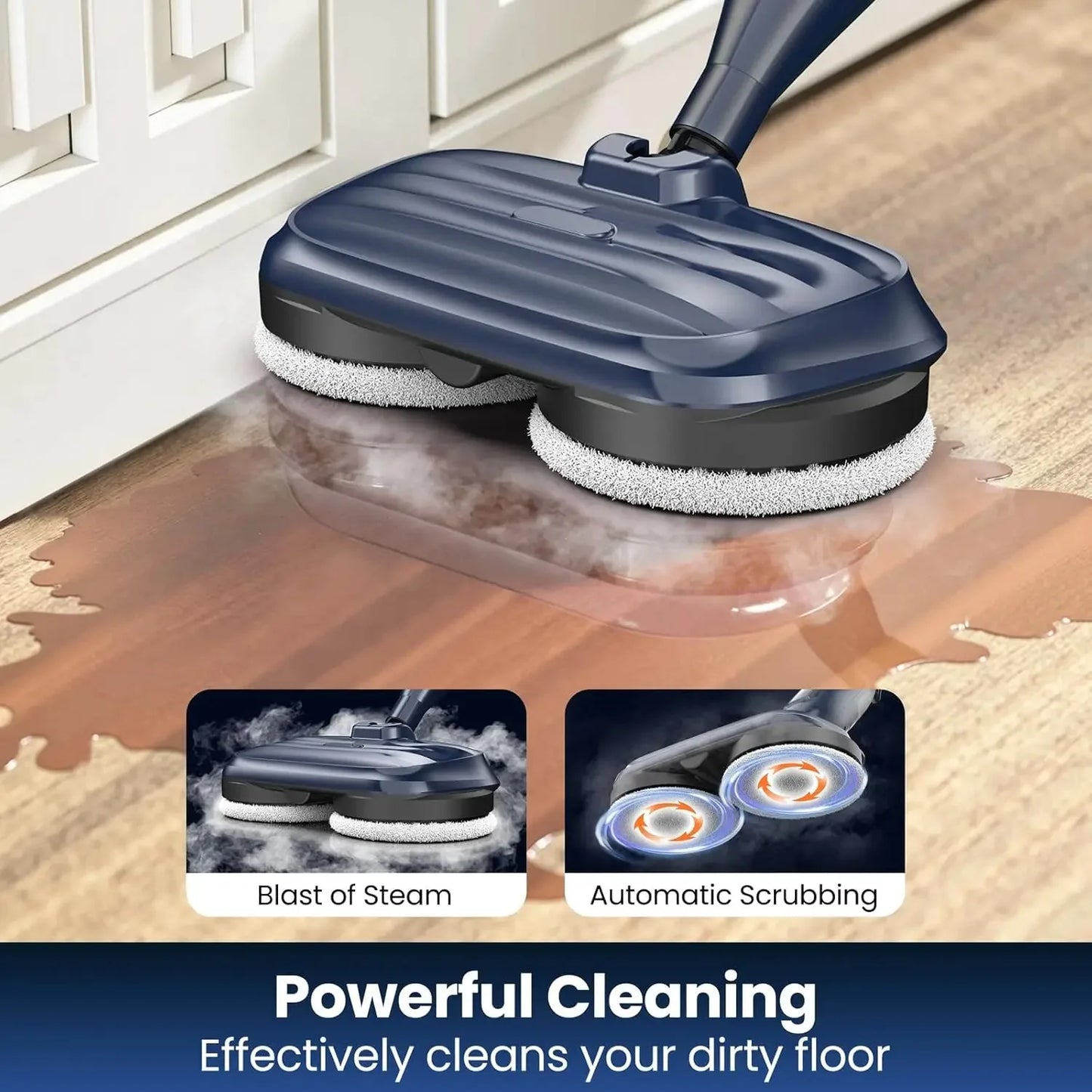INSE VM6 Scrubbing Steam Mop with Rotating Mop Pads for Hard Floor Tile