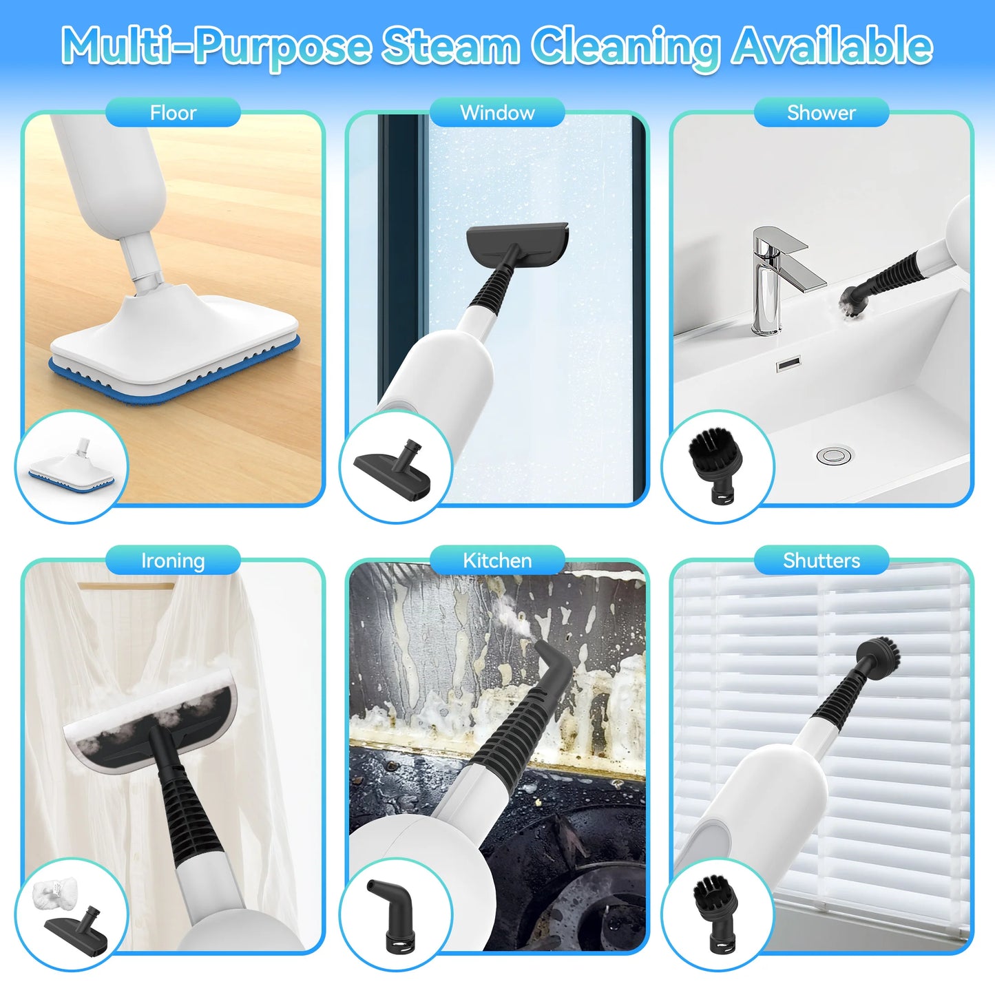 INSE F2 Powerful Steam Mop – High-Temp Cleaning, 360ml Tank, Detachable Handheld Cleaner