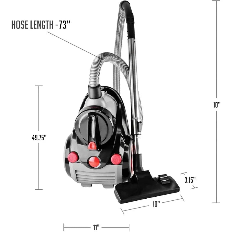 Bagless Canister Vacuum Cleaner – Powerful Multi-Surface Suction with HEPA Filtration