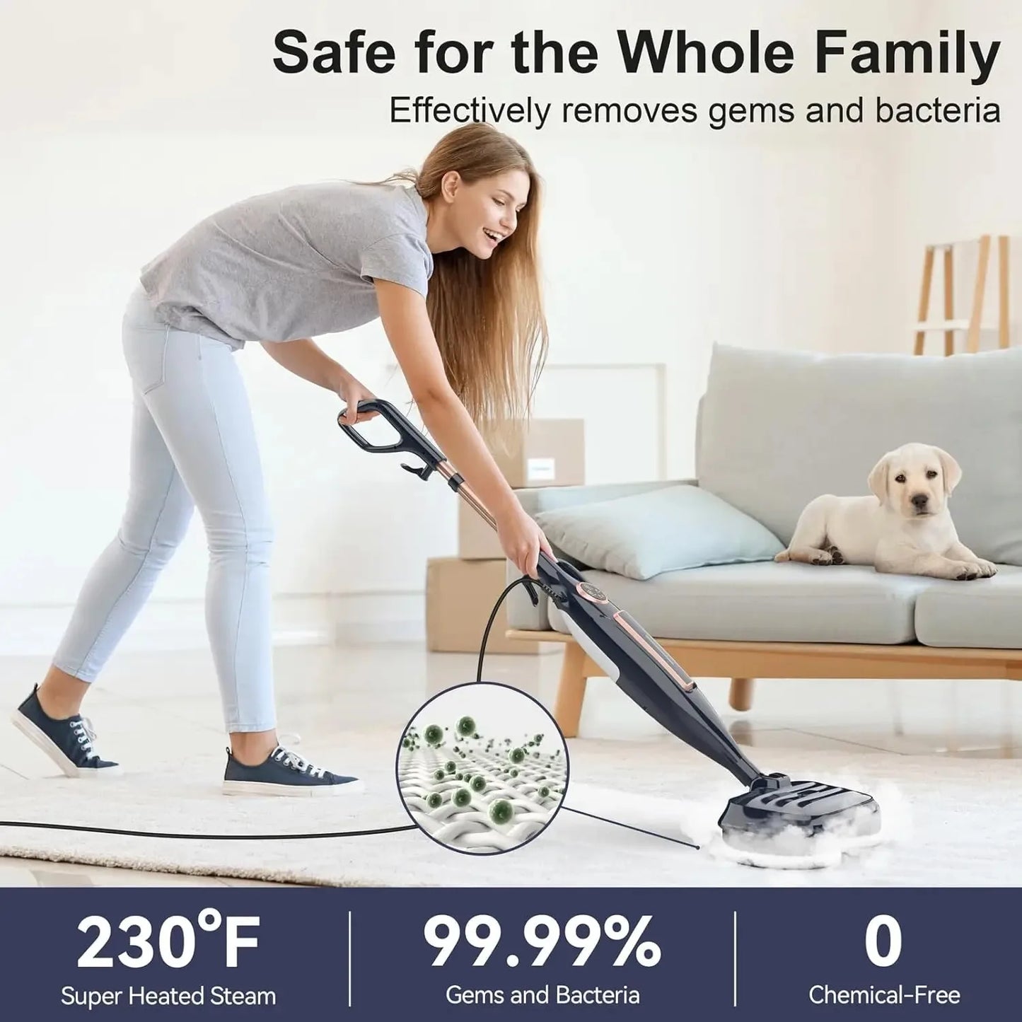 INSE VM6 Scrubbing Steam Mop with Rotating Mop Pads for Hard Floor Tile