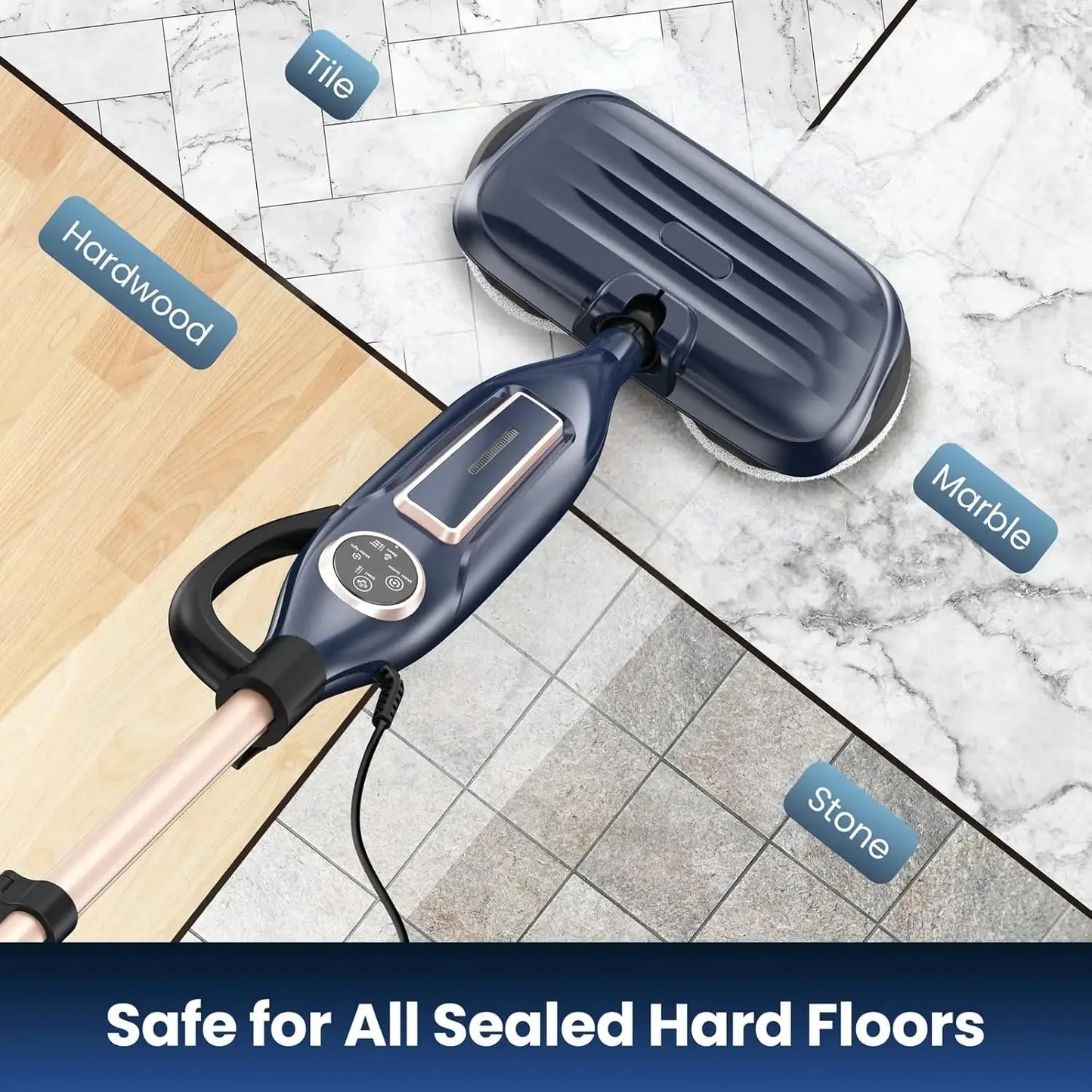 INSE VM6 Scrubbing Steam Mop with Rotating Mop Pads for Hard Floor Tile