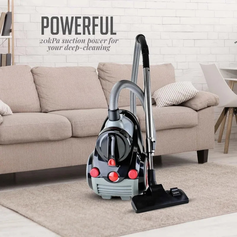 Bagless Canister Vacuum Cleaner – Powerful Multi-Surface Suction with HEPA Filtration