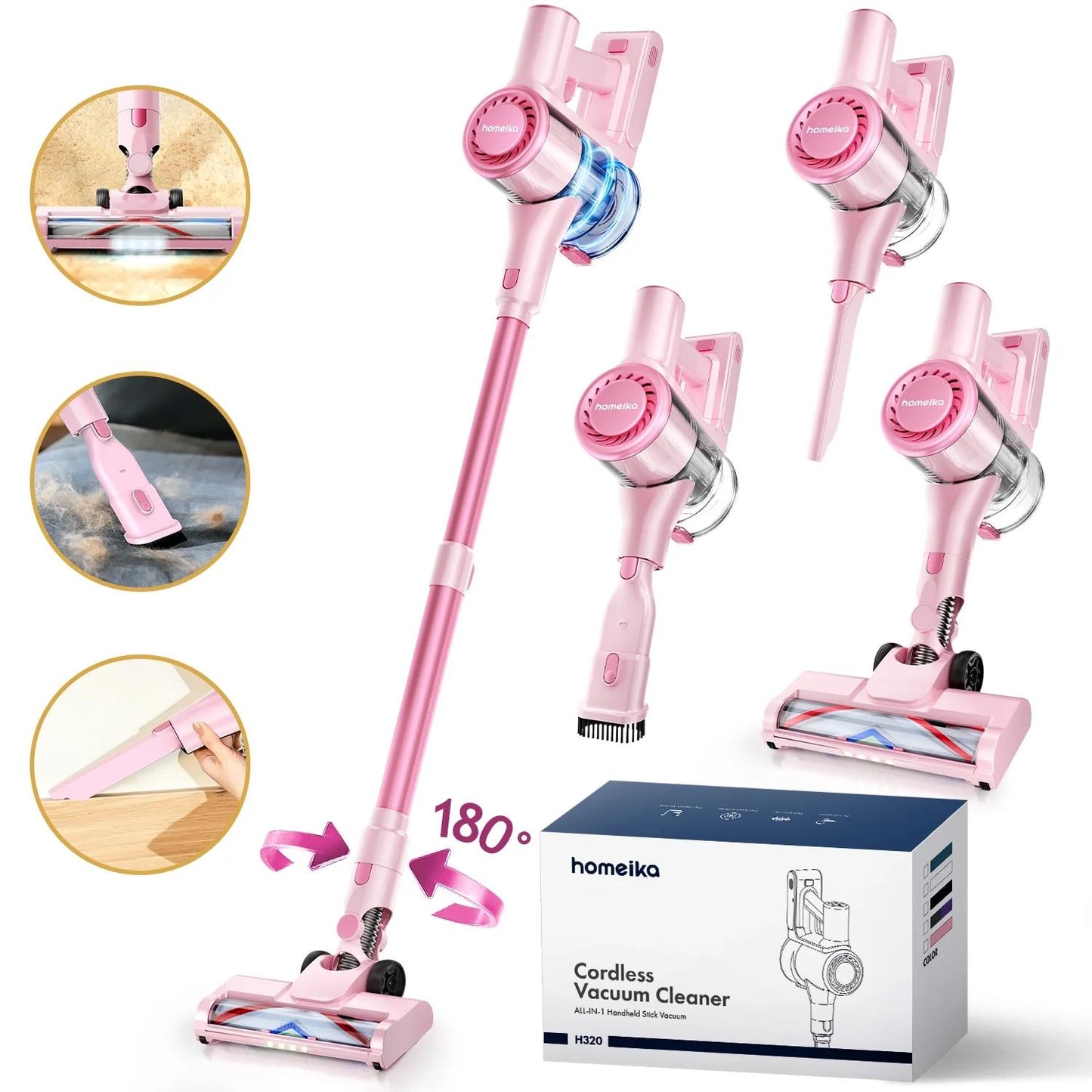 Homeika Vacuum Cleaner, Powerful Suction 8-in-1 Multifunction Cordless Vacuum