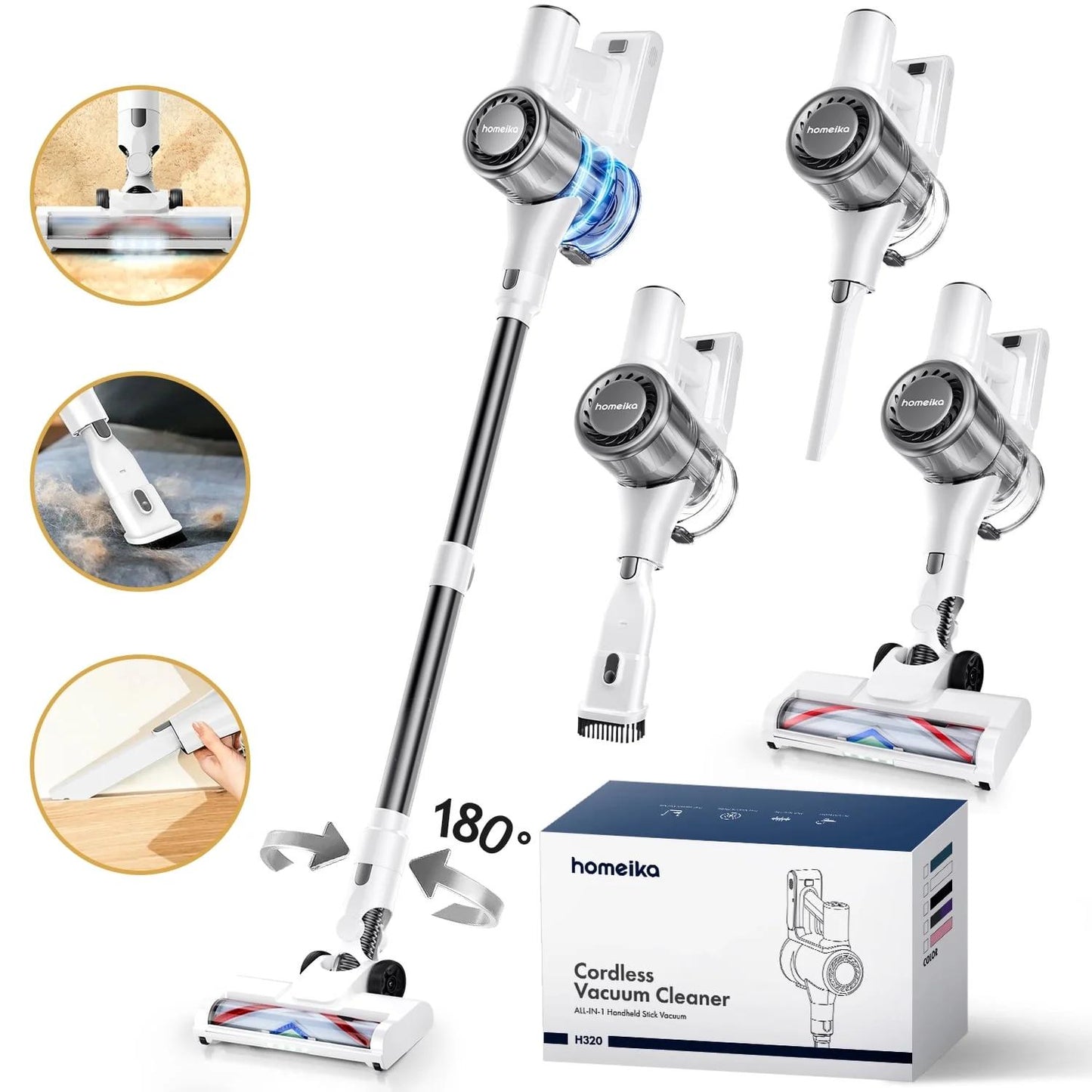Homeika Vacuum Cleaner, Powerful Suction 8-in-1 Multifunction Cordless Vacuum
