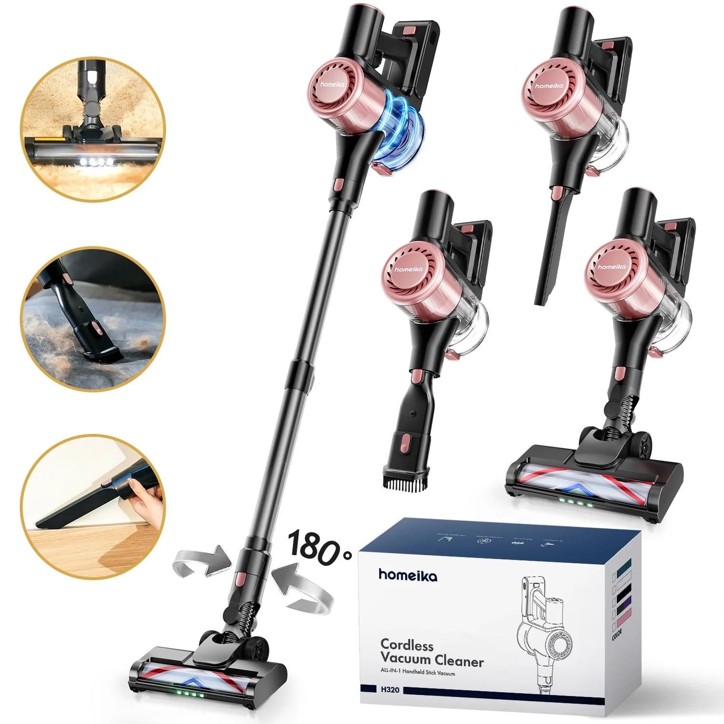 Homeika Vacuum Cleaner, Powerful Suction 8-in-1 Multifunction Cordless Vacuum